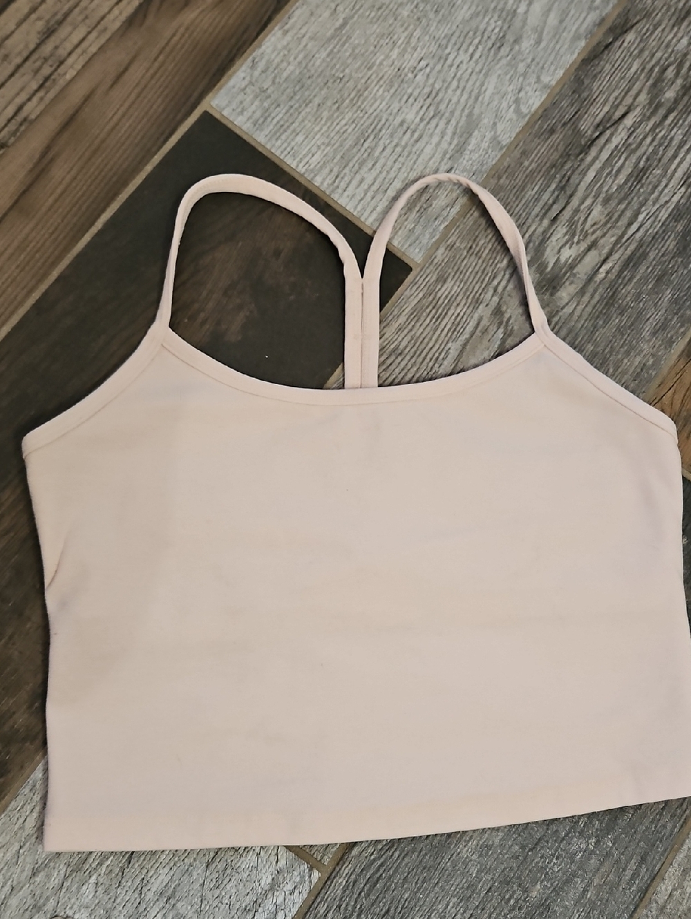 Beyond Yoga Blush Pink Cropped Tank W/ Built In Bra
